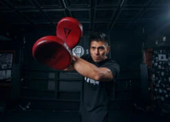 TITLE Boxing Blood Red Leather Punch Mitts -boxing supplies store BRMMPMRD 3