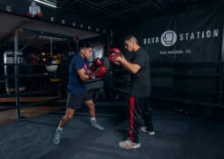 TITLE Boxing Blood Red Leather Punch Mitts -boxing supplies store BRMMPMRD 5