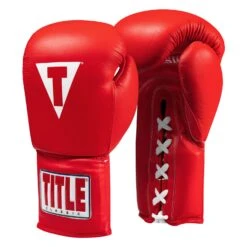 TITLE Classic Leather Lace Training Gloves 2.0 -boxing supplies store CTSGL2 RD 02
