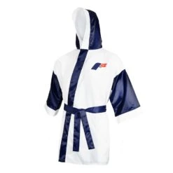 Fighting Full Length Robe 29 Fighting Full Length Robe -boxing supplies store FFLR WH BL 1