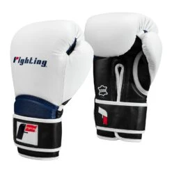 Fighting Ferocity Leather Training Gloves -boxing supplies store FTGTG WH BK BL 2