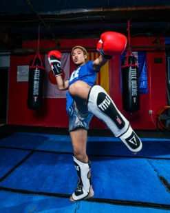 TITLE Boxing Gel Elite Pro Shin & Instep Guards -boxing supplies store GEPSIGBKWH 1