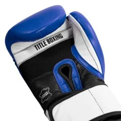 TITLE Boxing Premium Leather Performance Training Gloves -boxing supplies store LPTG BL WH BL 005