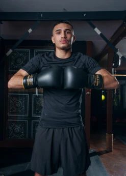 TITLE Boxing Roberto Duran Leather Sparring Gloves -boxing supplies store RDSGBK 1