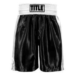 TITLE Boxing Edge Boxing Trunks -boxing supplies store TBTC2 BK WH 2