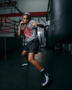 TITLE Boxing Women's Vintage Short Sleeve Hooded Tee -boxing supplies store TBWTS213GR 2