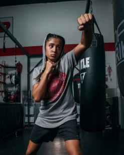 TITLE Boxing Women's Vintage Short Sleeve Hooded Tee -boxing supplies store TBWTS213GR 3