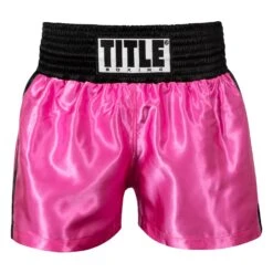 TITLE Boxing Professional Women’s Satin Striped Boxing Trunks -boxing supplies store TPBTW2 PK BK 2