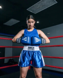 TITLE Boxing Professional Women’s Satin Striped Boxing Trunks -boxing supplies store TPBTW2BLWH 3