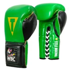 WBC By TITLE Boxing Sparring Gloves 28 WBC By TITLE Boxing Sparring Gloves -boxing supplies store WBCSG GN BK 02
