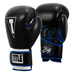 TITLE Boxing Leather Big League Training Gloves -boxing supplies store bltg2 bk bl 02