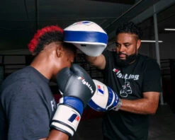 Fighting Force Leather Punch Mitts 16 Fighting Force Leather Punch Mitts -boxing supplies store ftgpm wh bl bk 2