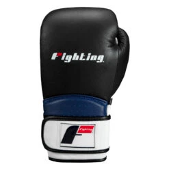 Fighting Ferocity Leather Training Gloves -boxing supplies store ftgtg bk wh bl 3 2