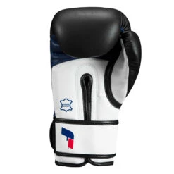 Fighting Ferocity Leather Training Gloves -boxing supplies store ftgtg bk wh bl 4 2