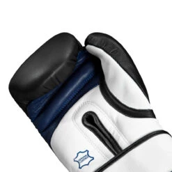 Fighting Ferocity Leather Training Gloves -boxing supplies store ftgtg bk wh bl 5 2