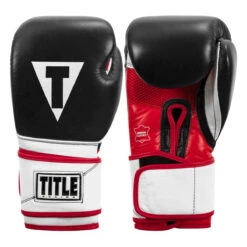 TITLE Boxing Premium Leather Performance Training Gloves -boxing supplies store lptg bk wh rd 001