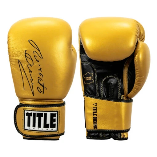 TITLE Boxing Roberto Duran Leather Training Gloves -boxing supplies store rdtg gd bk 01