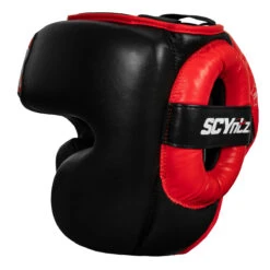 SCYntz Leather Headgear -boxing supplies store scyhg bk rd 3 1